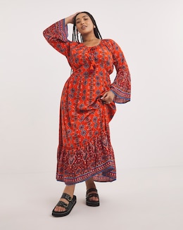 Joe Browns Red Florence Boho Crinkle Dress