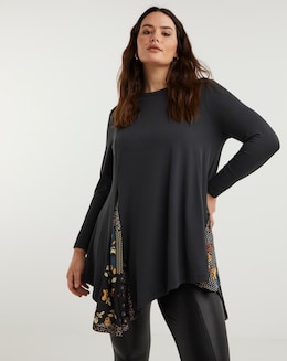 Joe Browns Black Patchwork Longline Waterfall Jersey Tunic