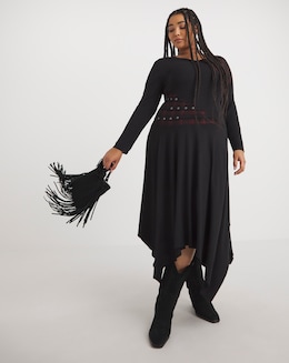 Joe Browns Black Cut Out Check It Out Jersey Dress