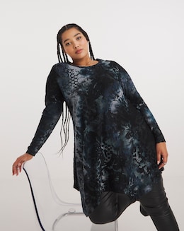Joe Browns Blue Devore Hanky Hem Tunic