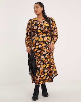 Joe Browns Glourious Golden Leaves Midaxi Jersey Dress