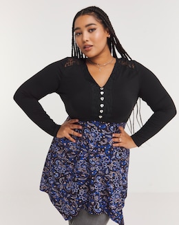 Joe Browns Blue Flattering Florals Button Tunic