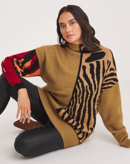 Joe Browns Brown Captivating Animal Block Jumper