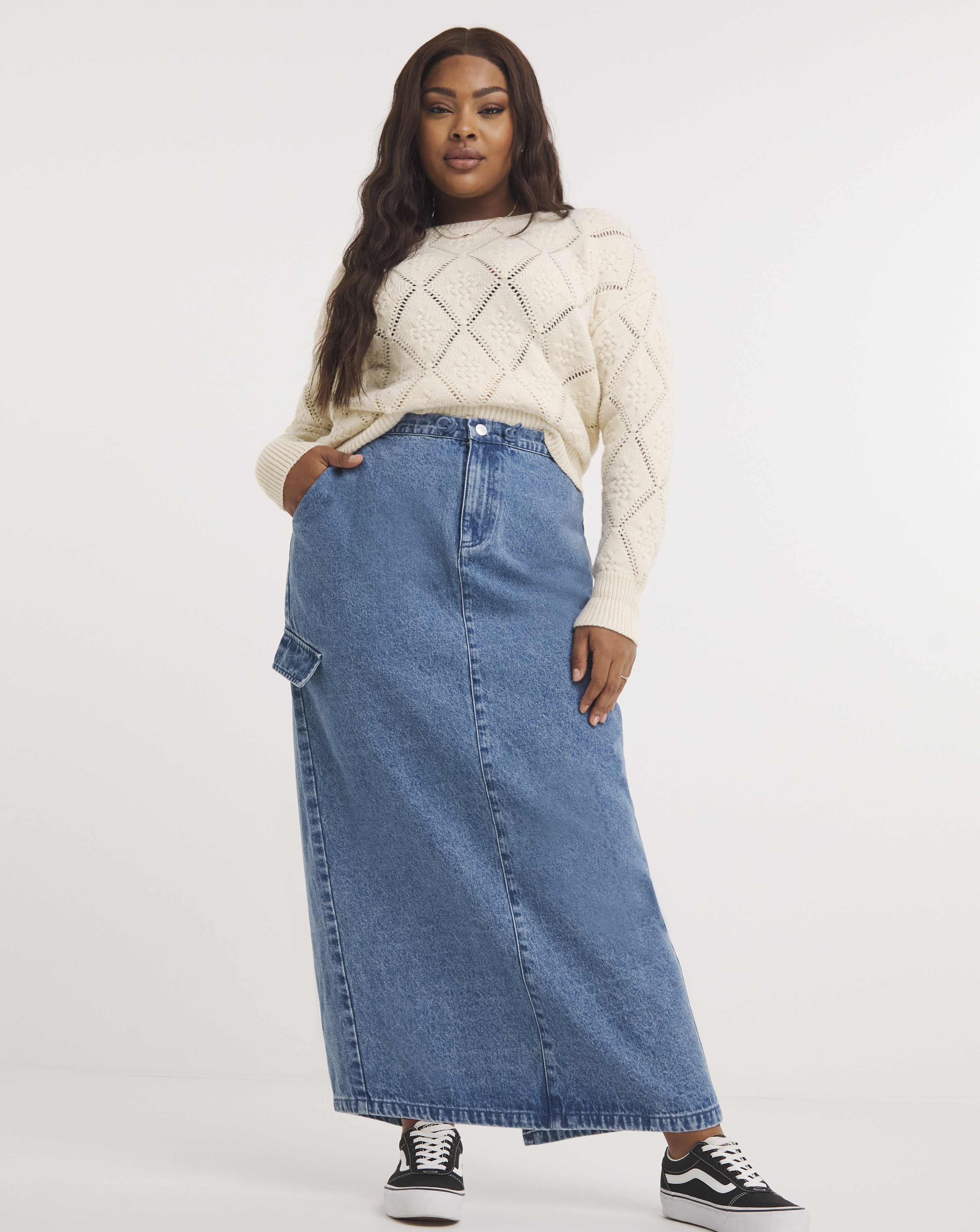 Parachute Denim Maxi Skirt
