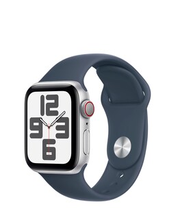 Apple Watch SE Cellular 40mm Silver Aluminium Case, Storm Blue Sport Band - S/M