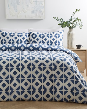 Gray & Osbourn Arran Tile Print Duvet Set Blue