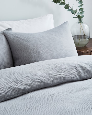Cotton Crinkle Muslin Duvet Set - Grey