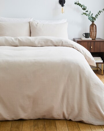 Cotton Crinkle Muslin Duvet Set - Natural