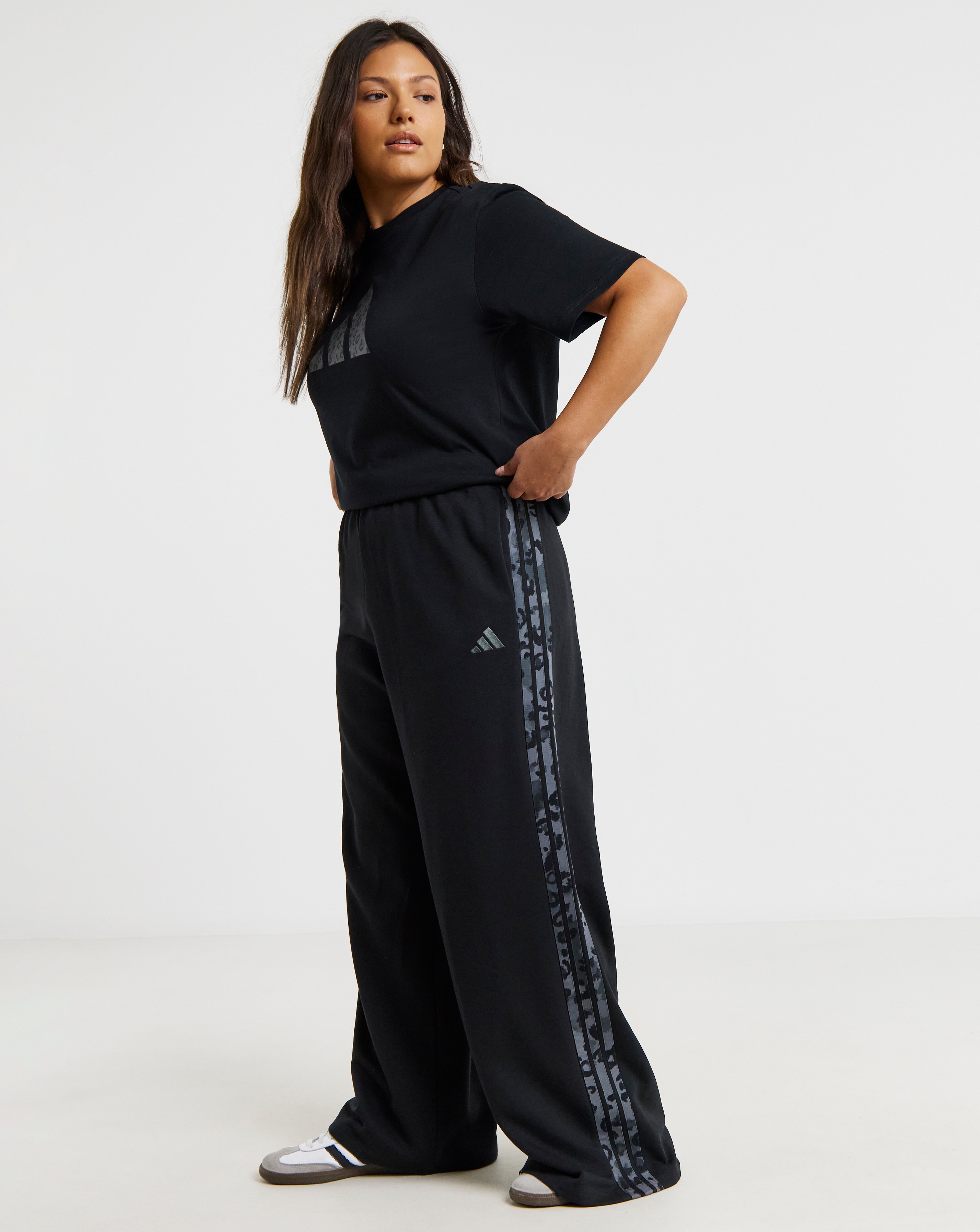 adidas Wide Leg Leopard Print Jogger