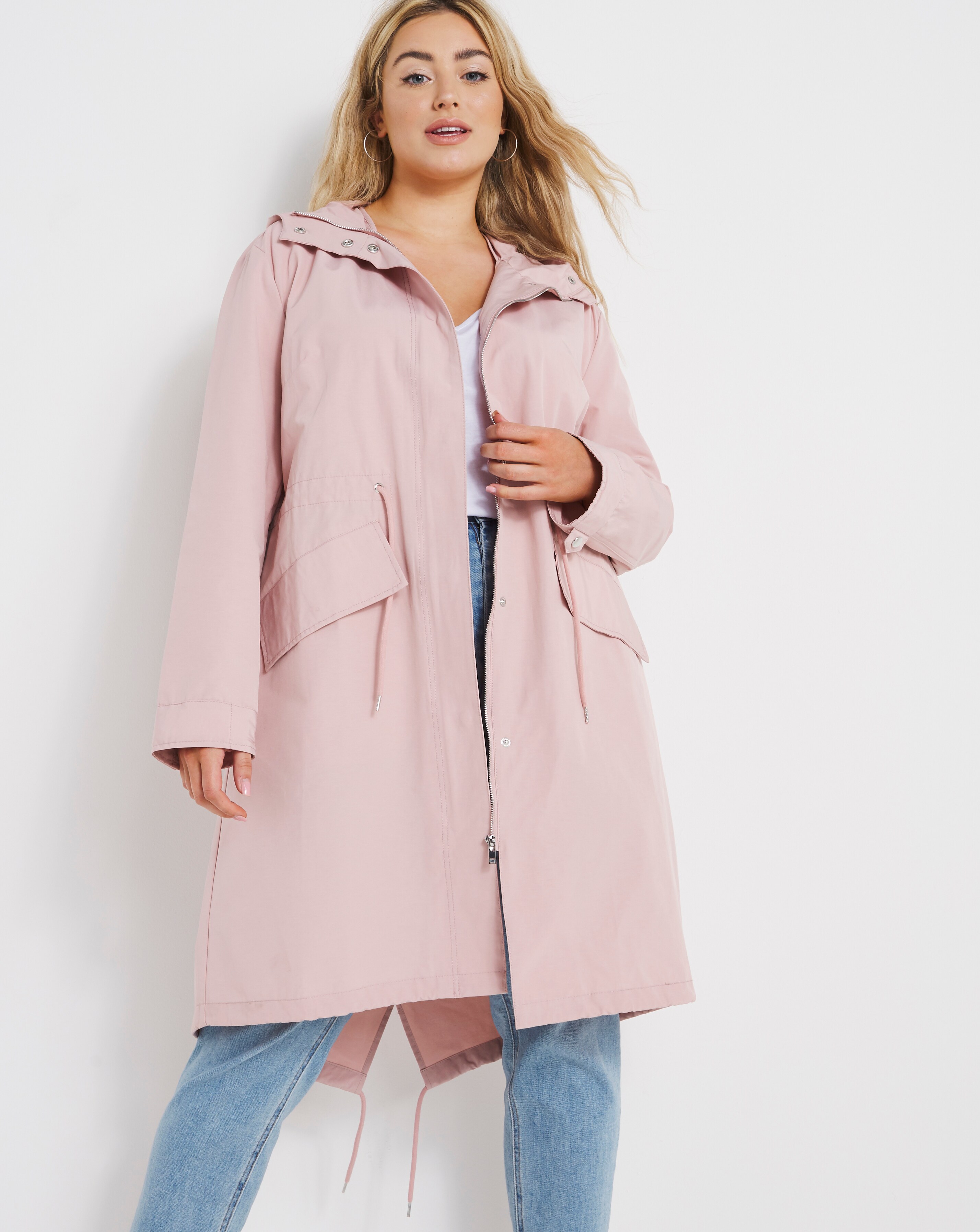 Dusty Pink Shower Resistant Lightweight Parka Simply Be