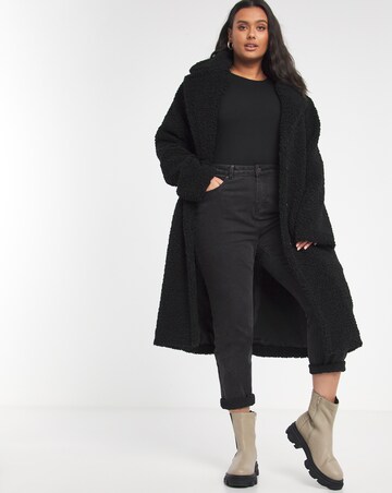 Black Faux Fur Teddy Coat | Simply Be
