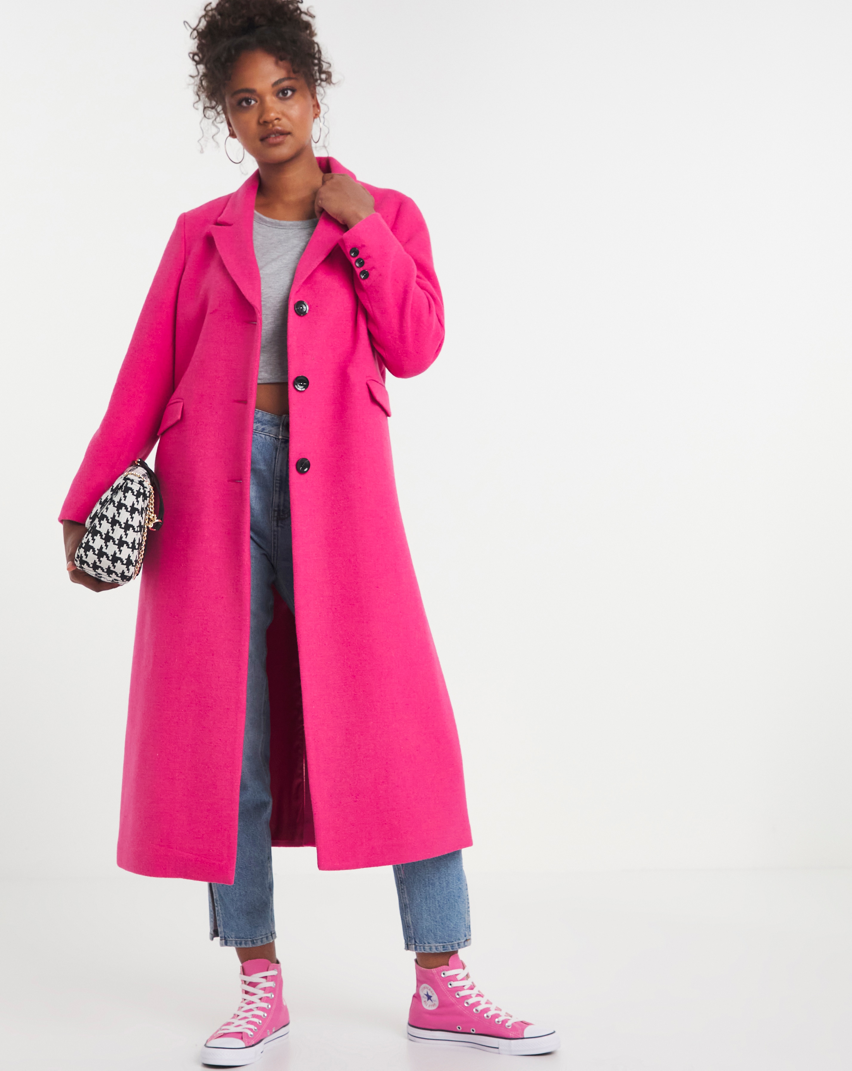 Pink best sale longline coat