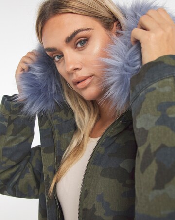 Camo Print Faux Fur Lined Parka