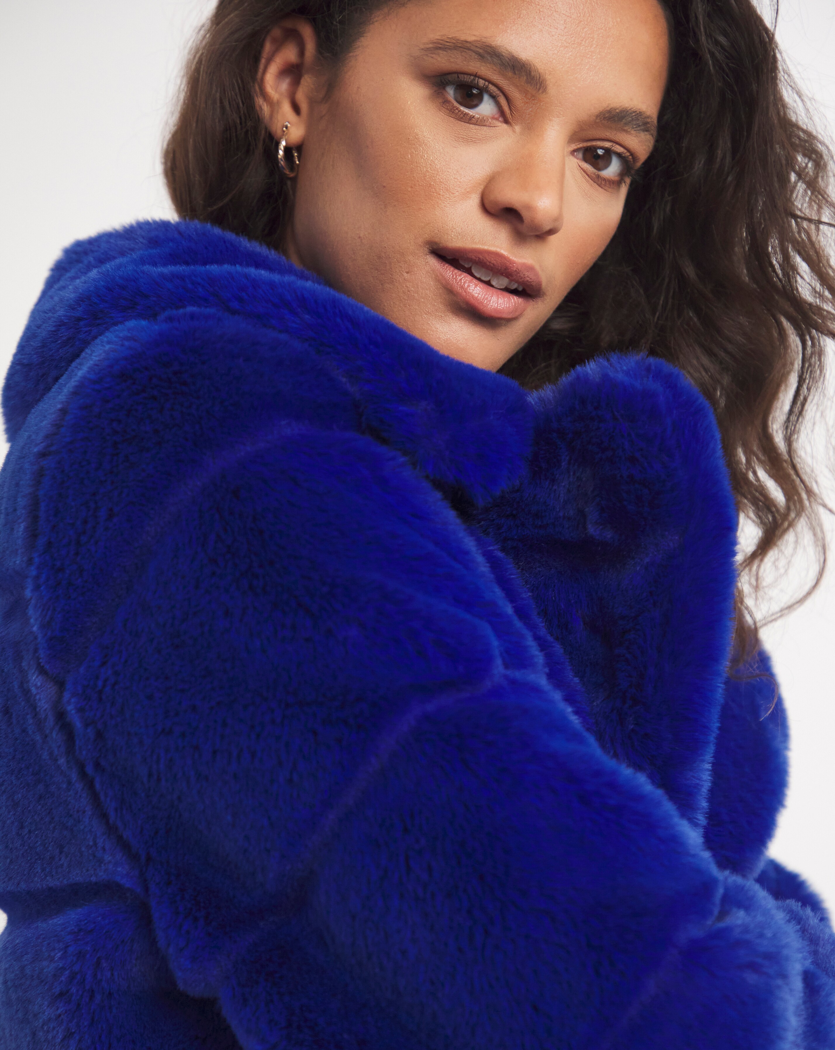 royal blue faux fur coat