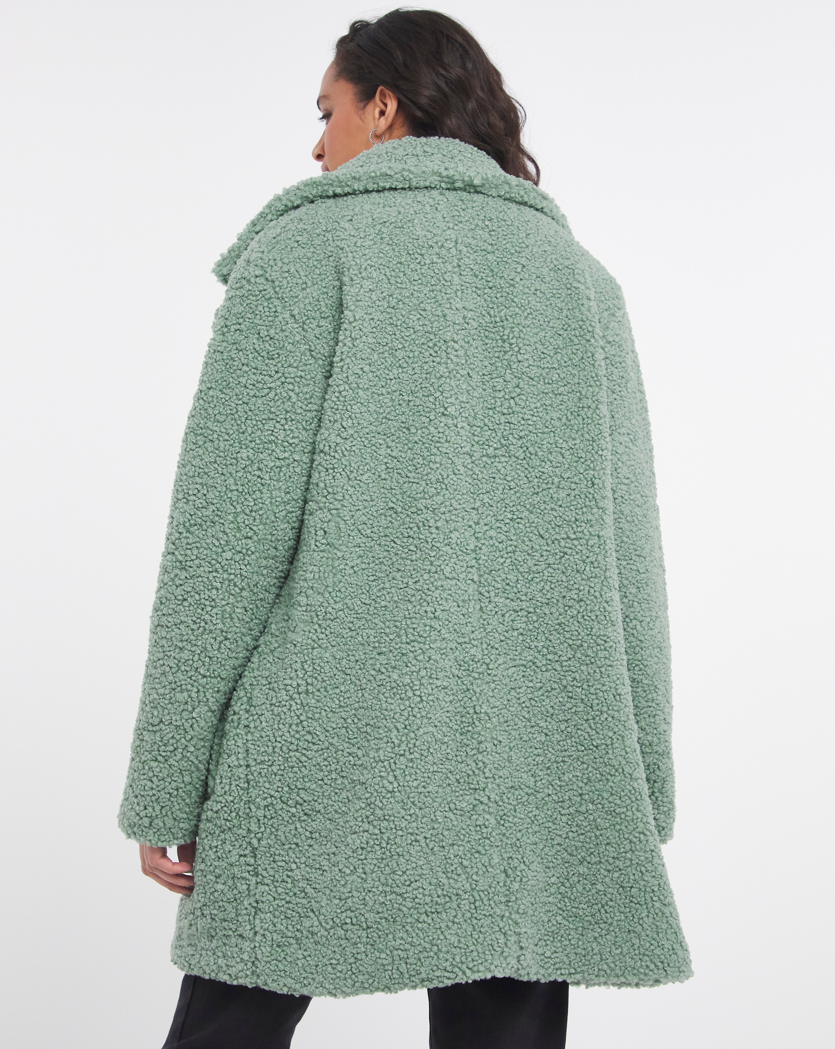 Sage Teddy Fur Coat | Simply Be