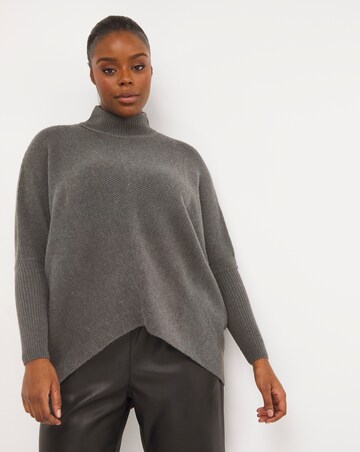 Cosy High Neck Chevron Ribbed Detail Jumper | Simply Be
