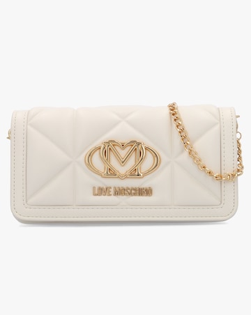 Love Moschino Mini Heart Logo Quilted Pillow White Cross-Body Bag