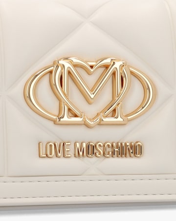 Love Moschino Mini Heart Logo Quilted Pillow White Cross-Body Bag