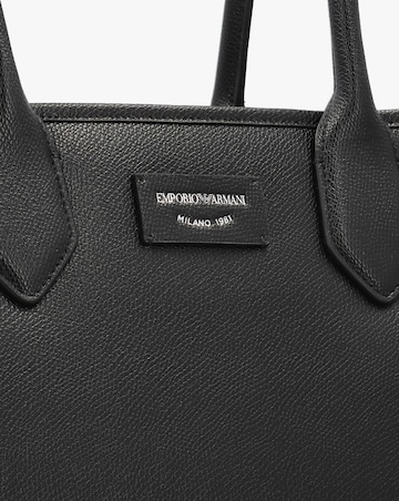 Emporio Armani Grana Black Leather Winged Shopper Bag