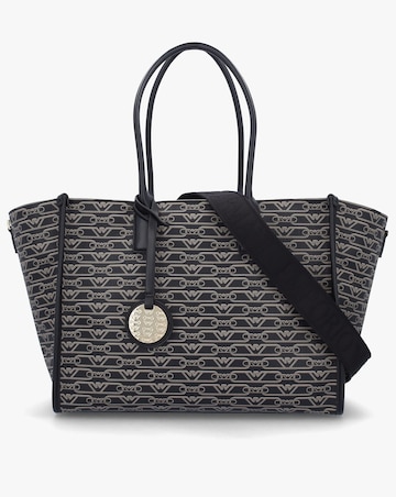 Emporio Armani Black & Ecru Monogram Tote Bag