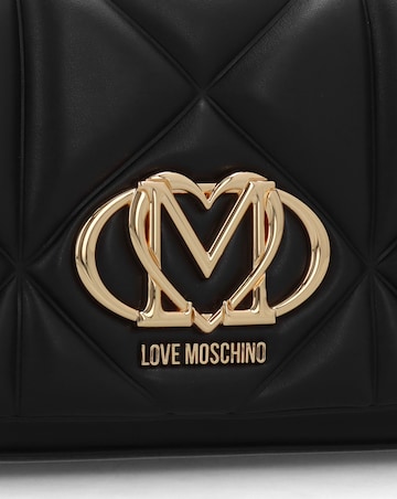 Love Moschino Heart Logo Quilted Pillow Black Shoulder Bag