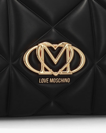Love Moschino Heart Logo Quilted Pillow Black Shopper Bag