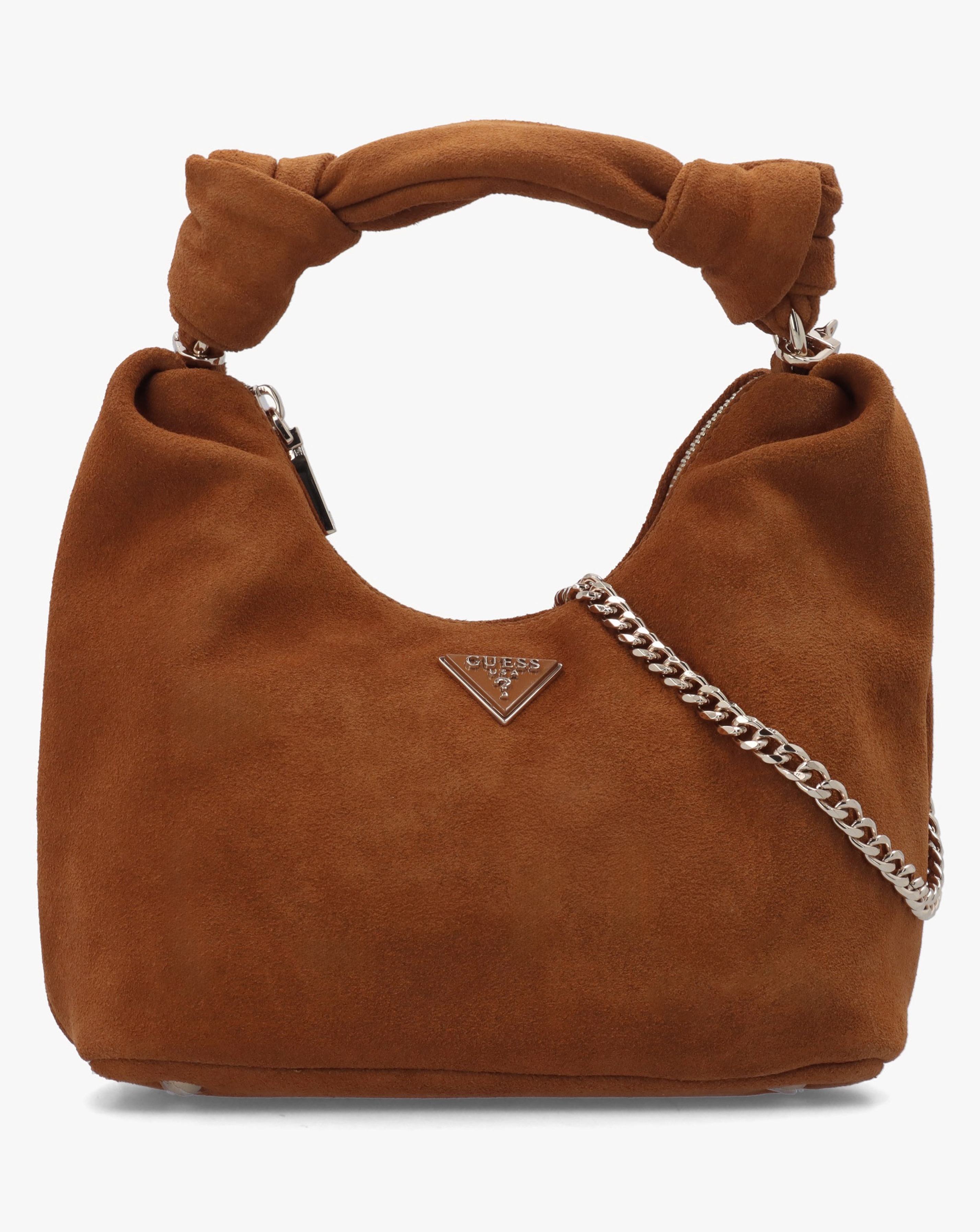 New In - Guess Isotta Small Cognac Suede Hobo Bag