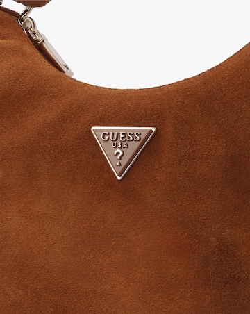 Guess Isotta Small Cognac Suede Hobo Bag