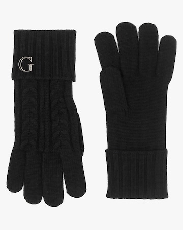 Guess Black Knitted G Logo Gloves