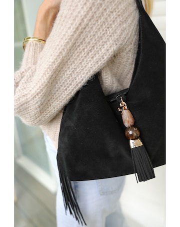 Luella Grey Paloma Black Suede Bag