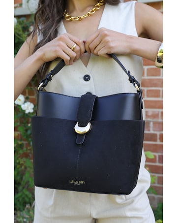 Luella Grey Indra Black Bucket Crossbody