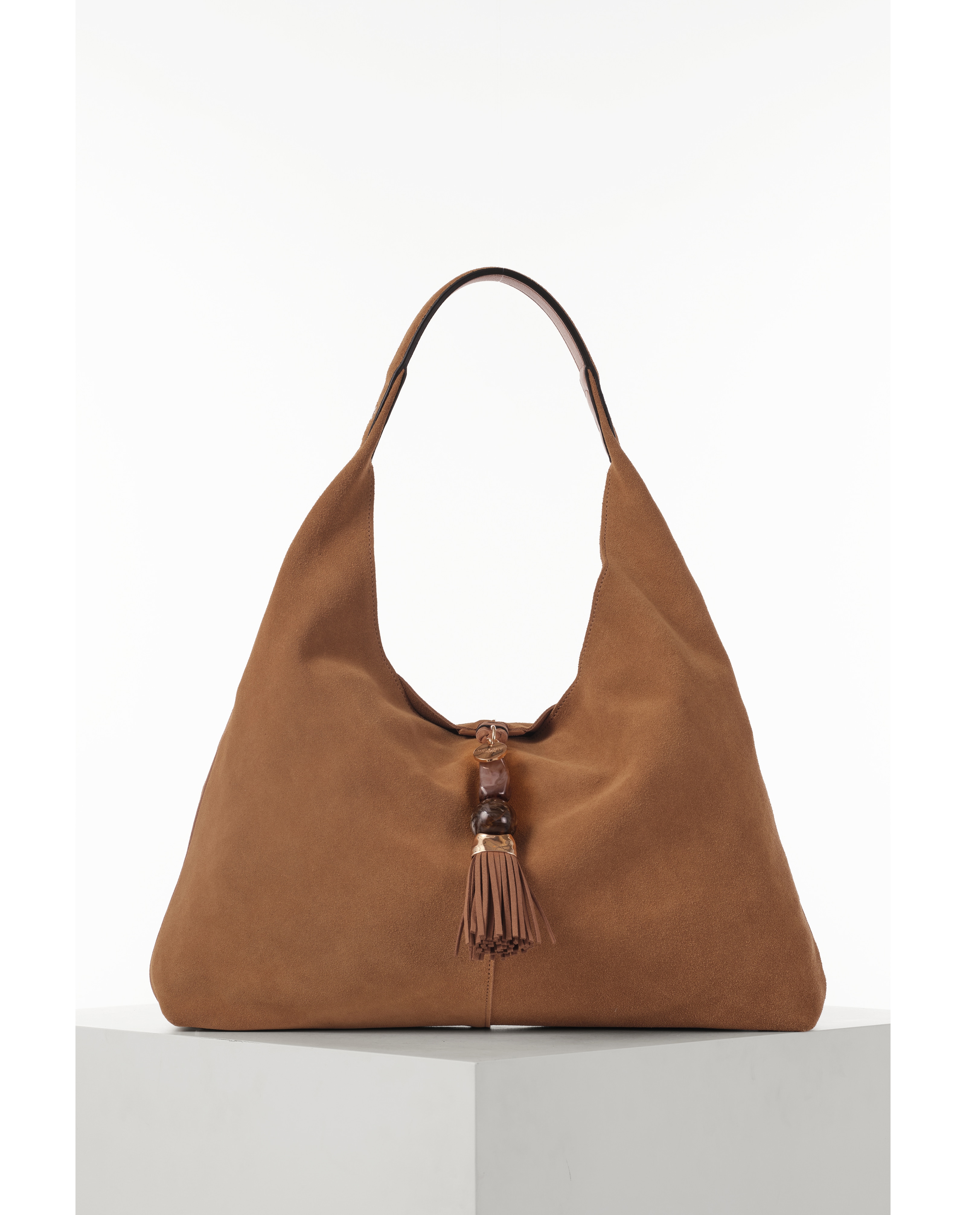 New In - Luella Grey Pandora Camel Suede Hobo