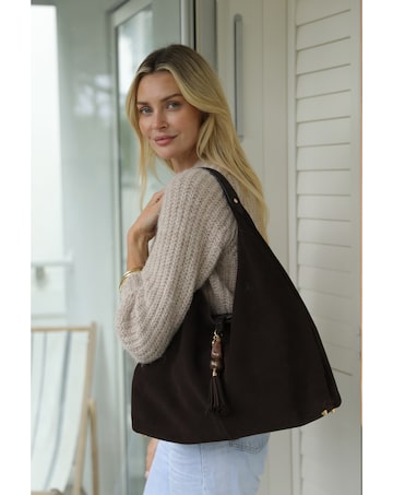 Luella Grey Pandora Chocolate Suede Hobo