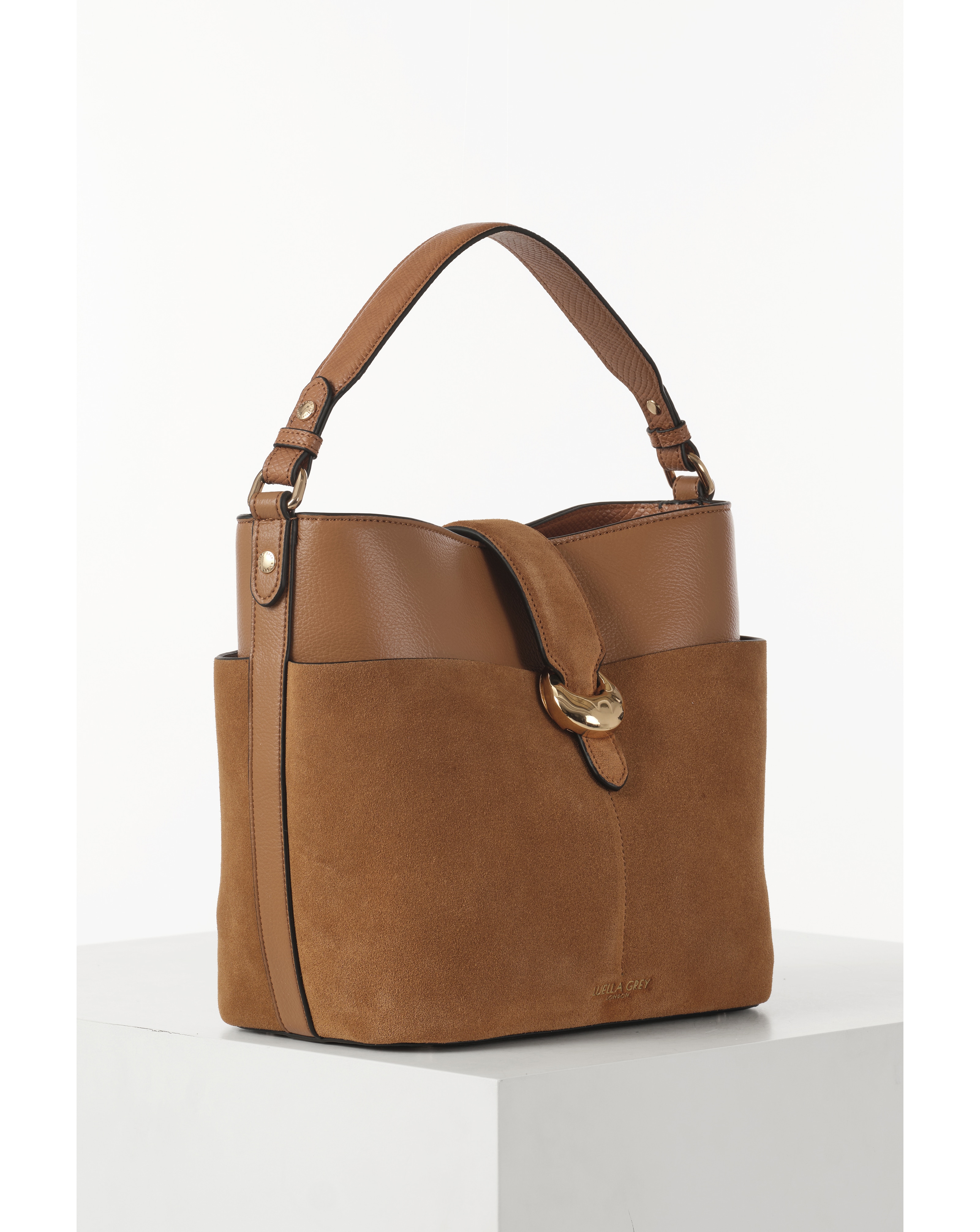 New In - Luella Grey Indra Camel Bucket Crossbody