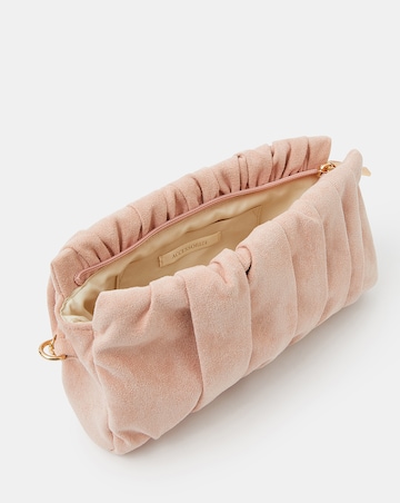 Accessorize Ruched Faux Suede Clutch Bag