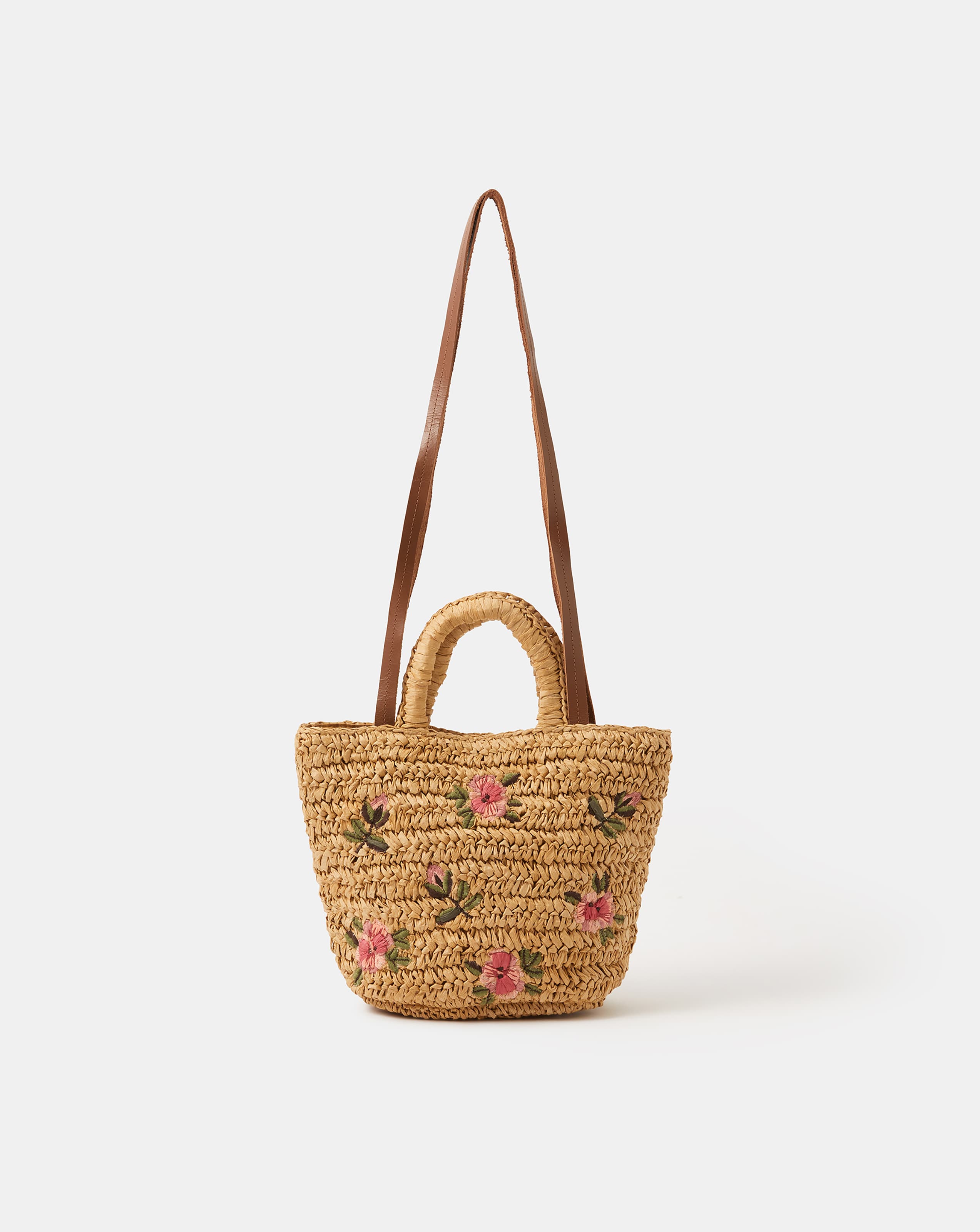 New In - Accessorize Embroidered Raffia Bag
