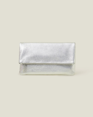 Accessorize Leather Metallic Fold Over Clutch