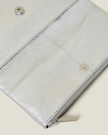 Accessorize Leather Metallic Fold Over Clutch