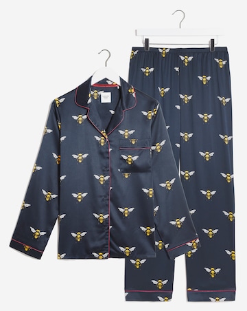 Chelsea Peers Woven Satin Bee Print PJ Set