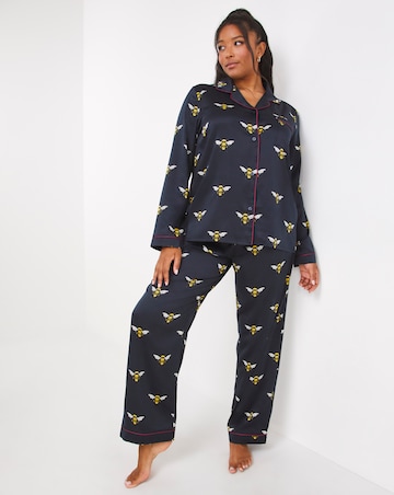 Chelsea Peers Woven Satin Bee Print PJ Set