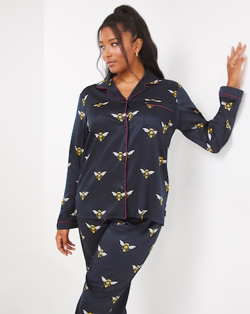 Chelsea Peers Woven Satin Bee Print PJ Set