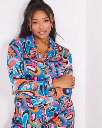 Exclusive To Us Chelsea Peers Woven Satin Paisley Print Long Pyjama Set