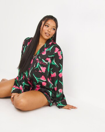 Nobodys Child Satin Revere Long Sleeve Shortie PJ Set