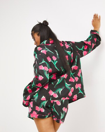 Nobodys Child Satin Revere Long Sleeve Shortie PJ Set