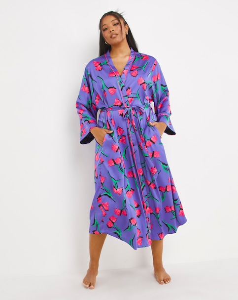 Nobodys Child Satin Long Sleeve Robe - Purple