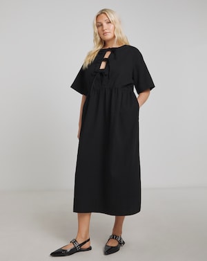 Simply Be Denim Tie Front Midi Dress - Image 1