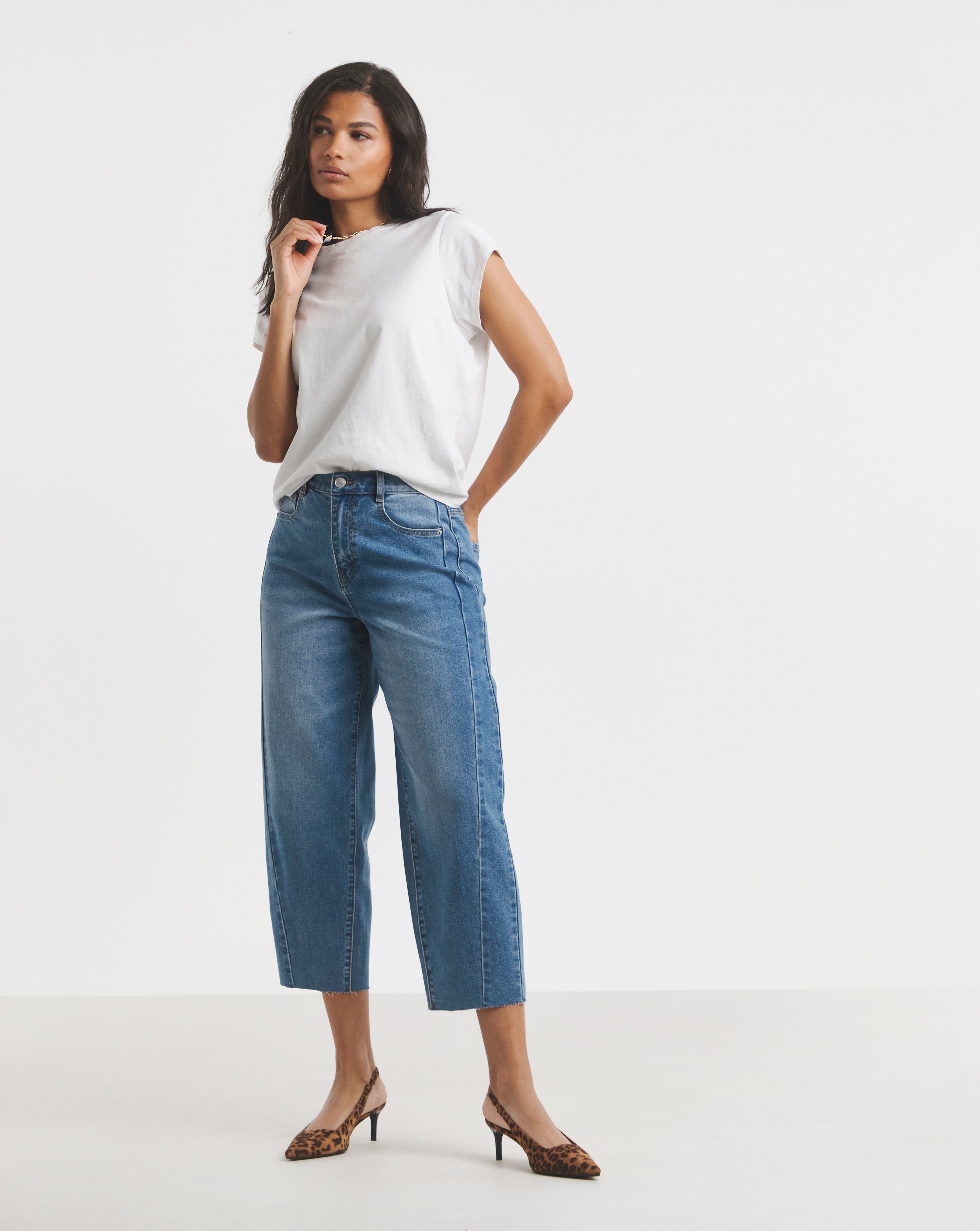 Simply Be Cropped Barrel Leg Jeans