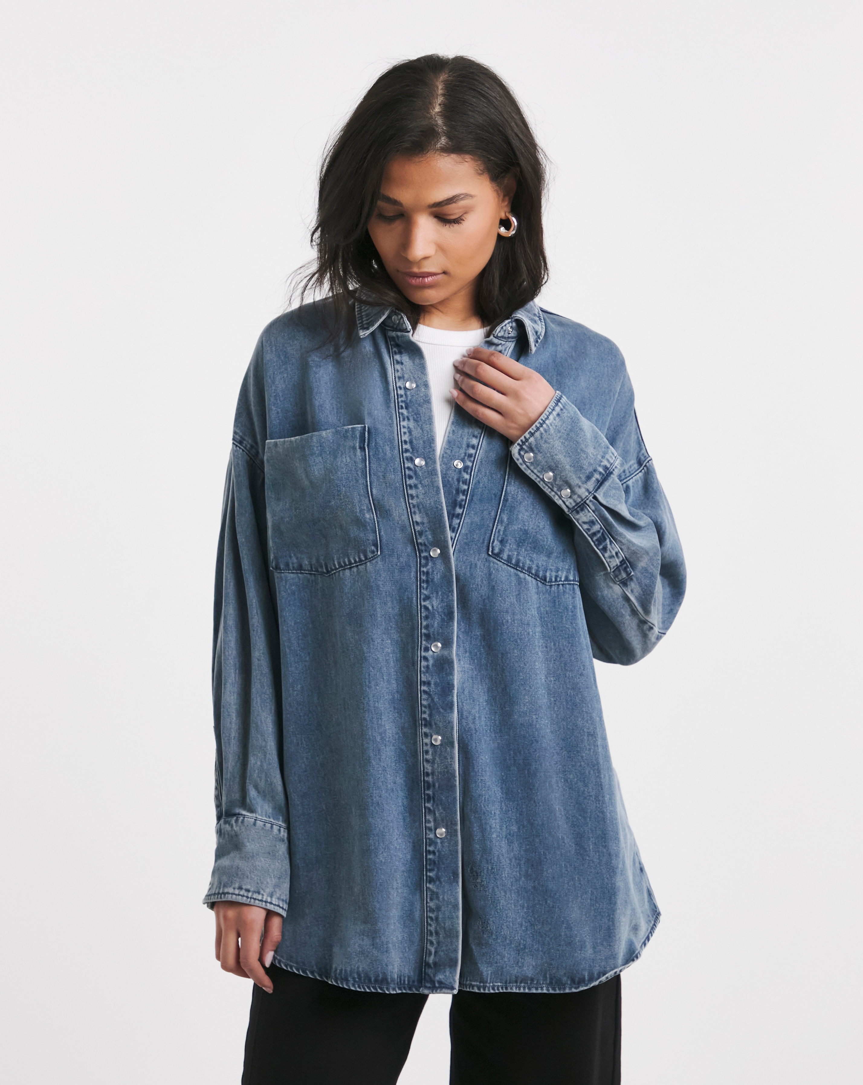 Simply Be Deep Cuff Denim Shirt