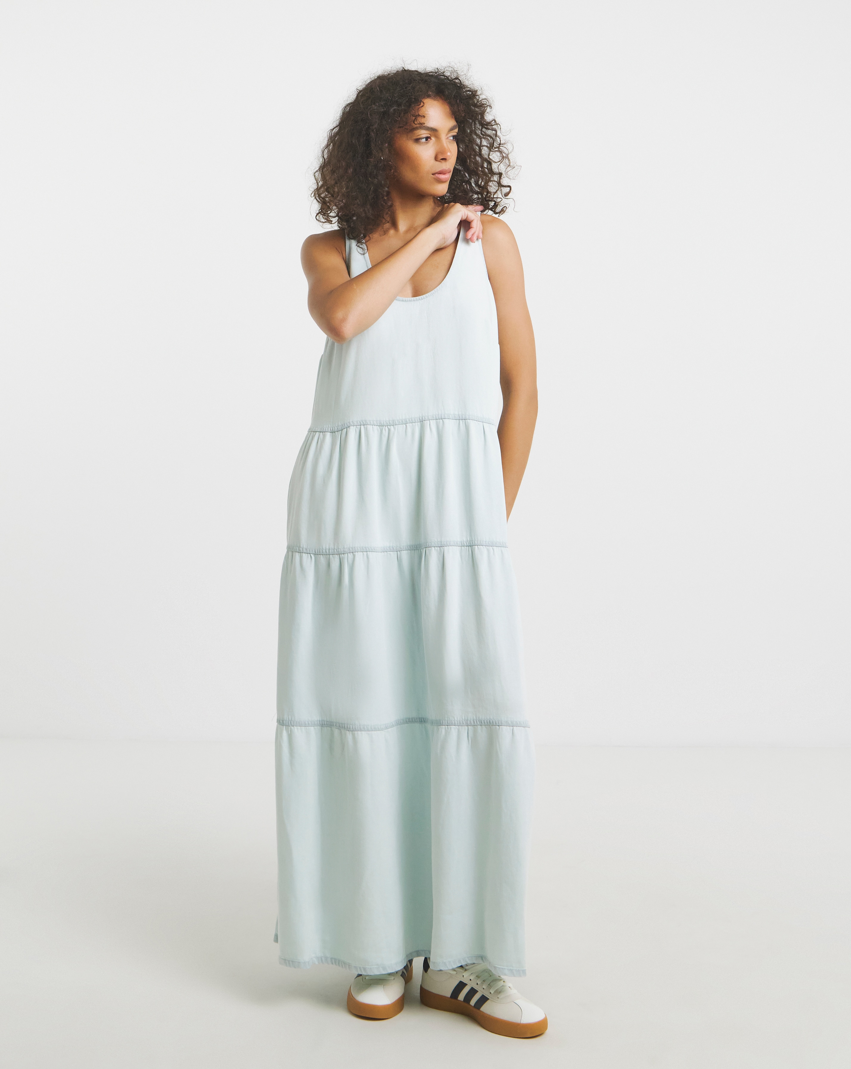 Simply Be - Women's Lightweight Denim Smock Maxi Dress - Size 10 - Light wash - 100% Lyocell - Sustainable
