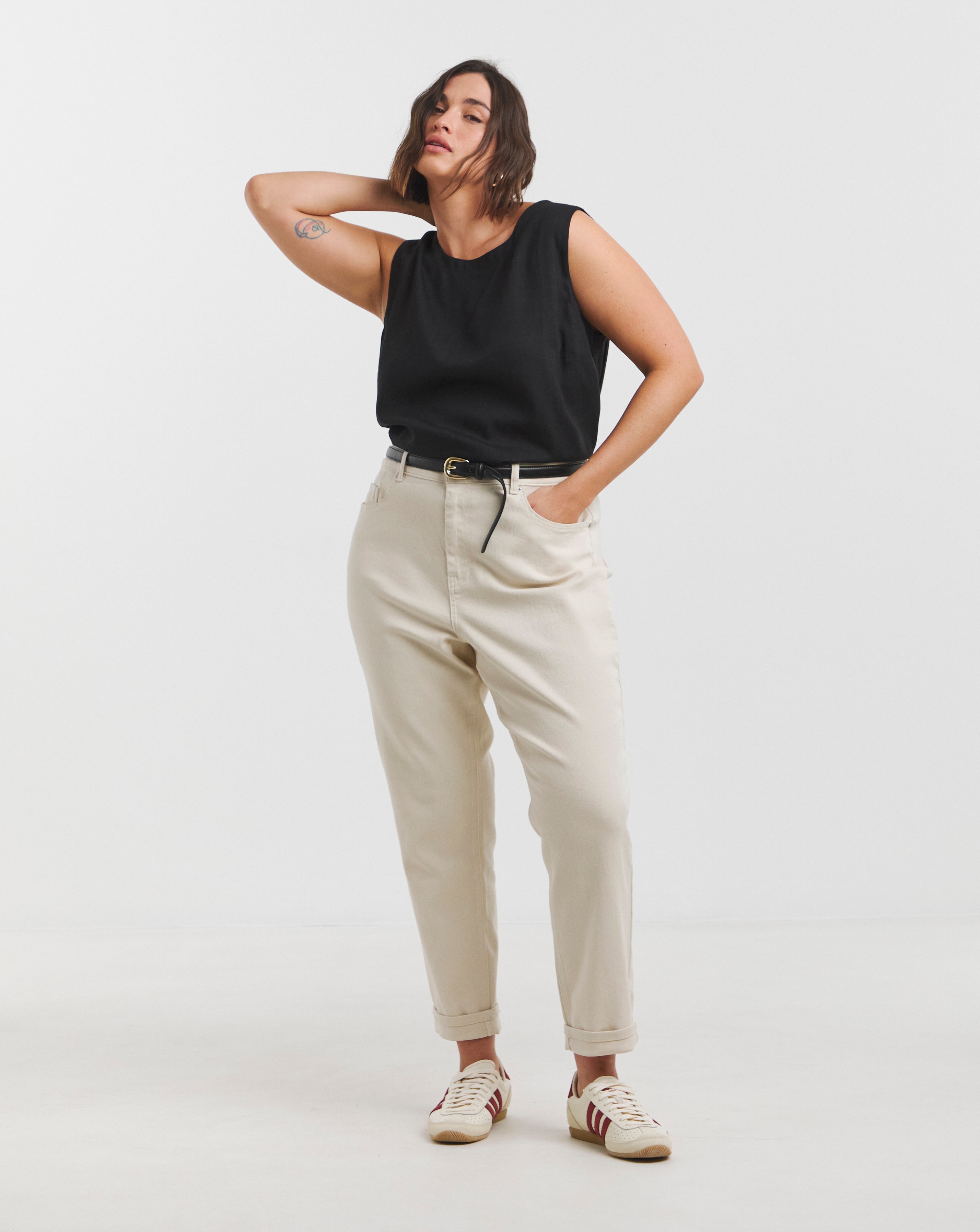 Simply Be Off White Loose Mom Jeans